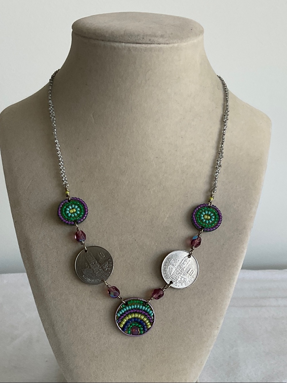 Beaded Coin Necklace